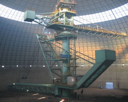 Cirkulär toppstapling sidoåtervinningsstaplare och återvinnare